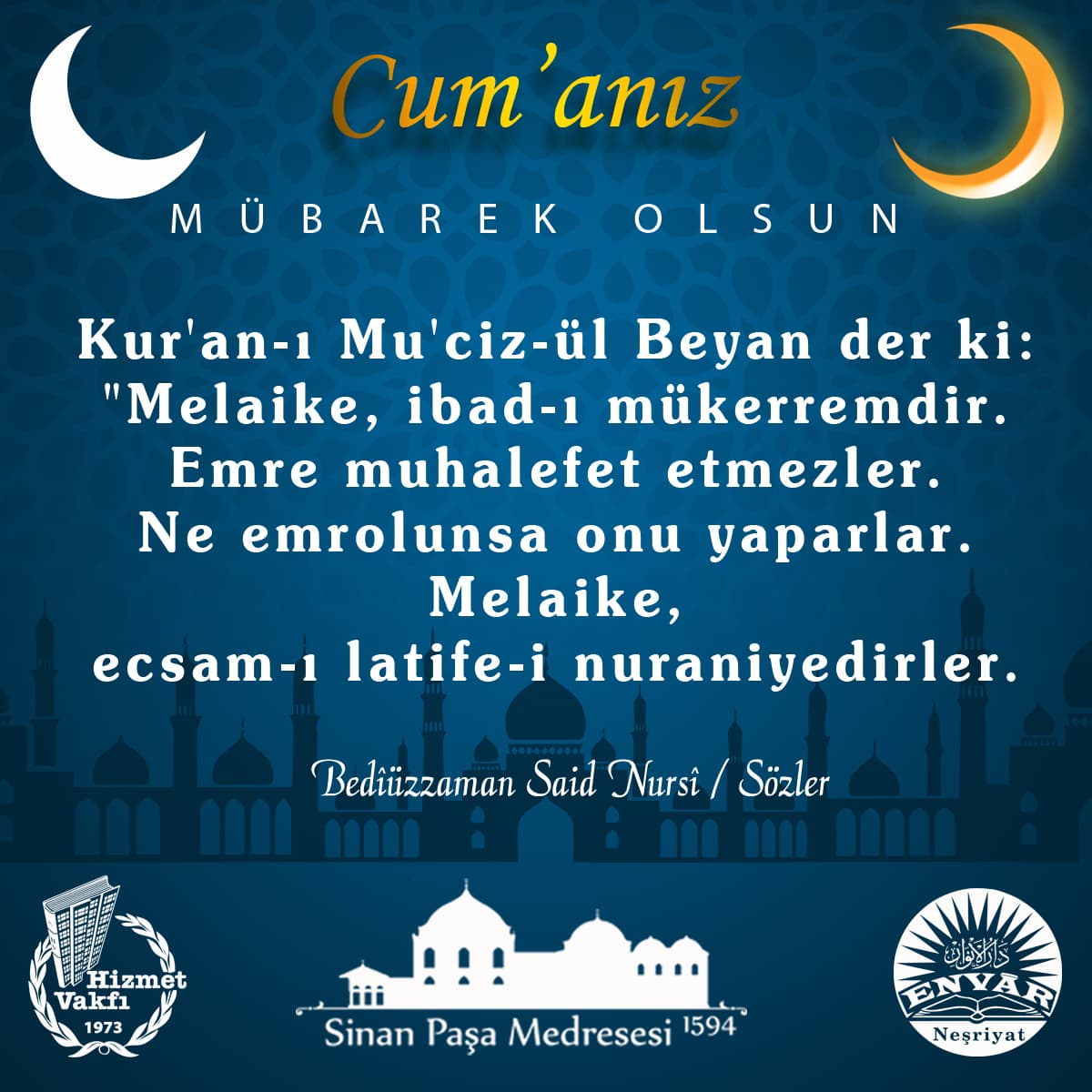 Kur'an-ı Mu'ciz-ül Beyan der ki: "Melaike, ibad-ı mükerremdir. Emre muhalefet etmezler. Ne emrolunsa onu yaparlar. Melaike, ecsam-ı latife-i nuraniyedirler."