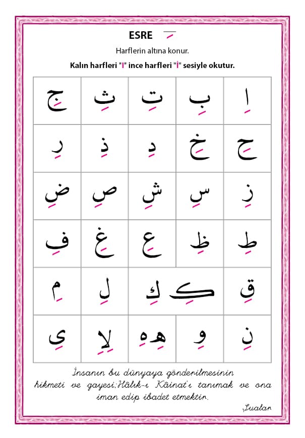 Esre ders tablosu 1